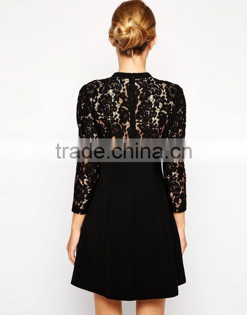 A-Line Dress with Lace Insert
