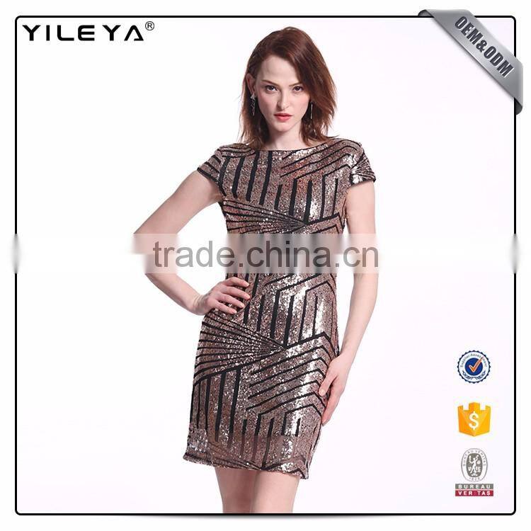 Oem&Odm Service Dotted Line Deep V Behind Women Stylish Dress