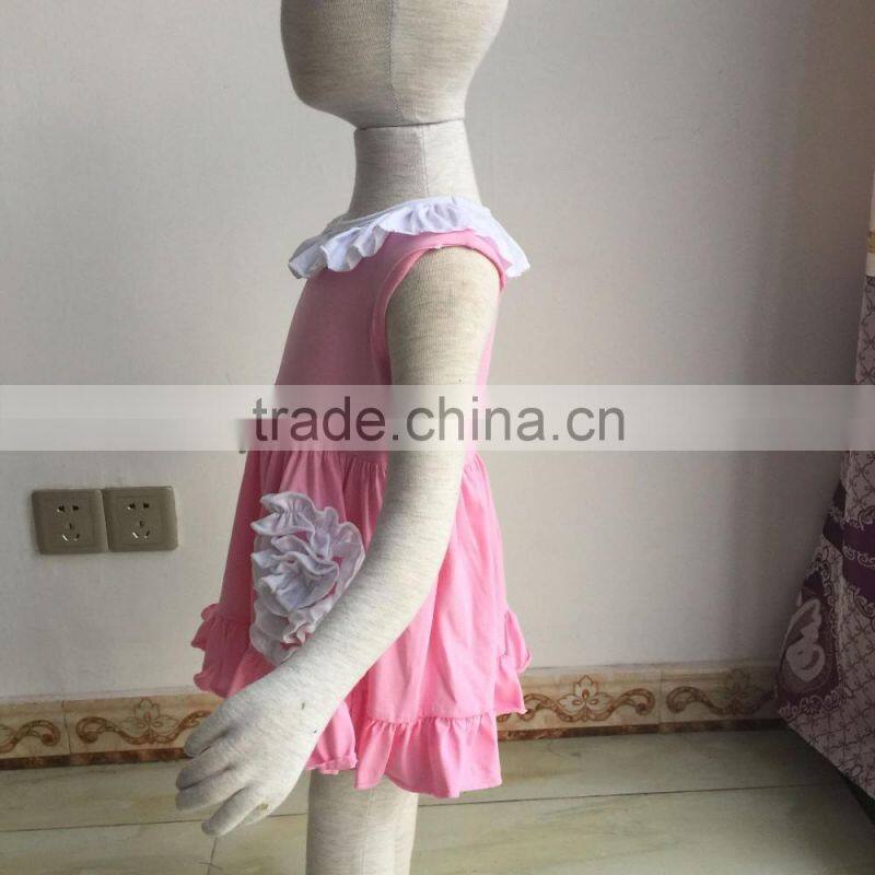 QL-409 sleeveless dress with bib match big flower baby party dress