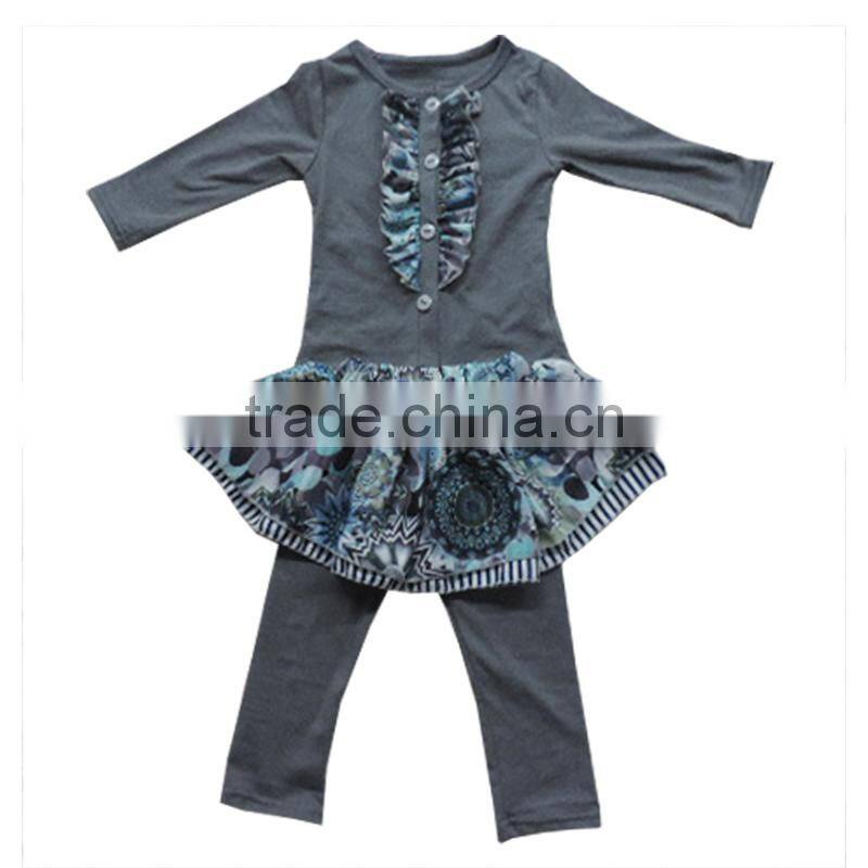 Wholesale price children hot sale 3pcs cotton knit floral print skirt shirt pants sets stylish clothes baby girl fashion outfits