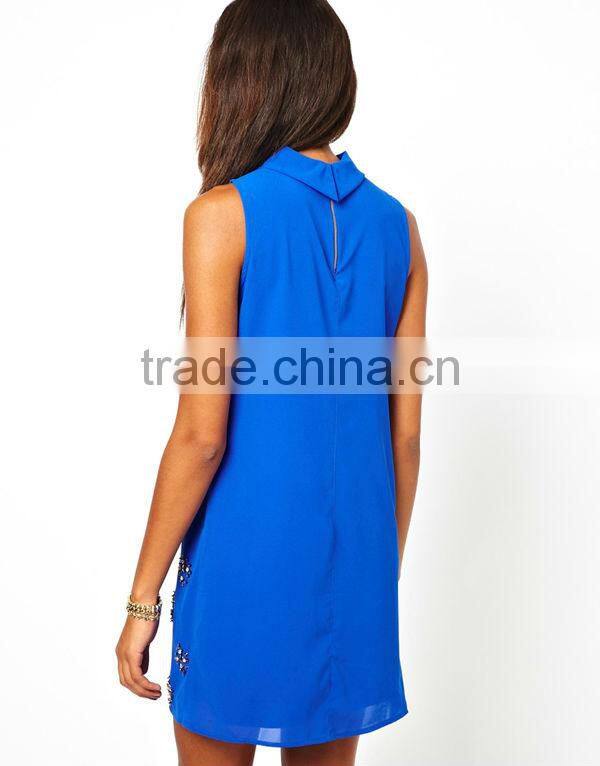 High Neck Embellished Shift Dress