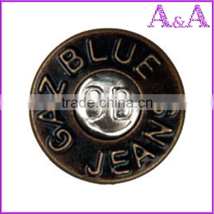 Wholesale custom zinc alloy metal botton jeans button for lady jeans