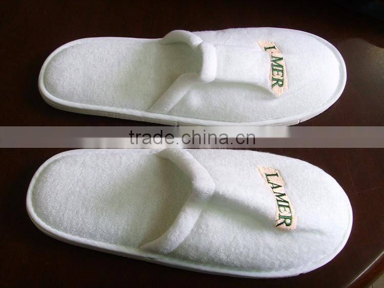 towel slippers custom cotton terry hotel home bathroom white slippers