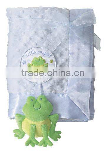 100% polyester satin baby blanket with applique embroidery