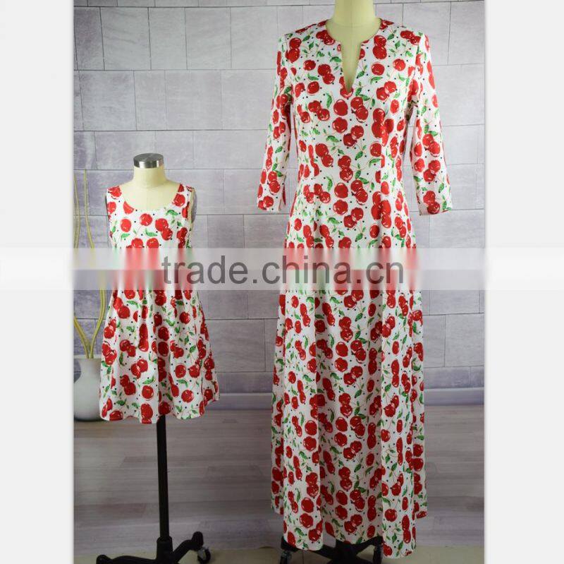 Mother and Daughter Beach Maxi Dresses Summen Women Sunscreen Dress