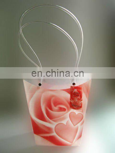 Plastic bag flower vase / Promotion Handle Bag
