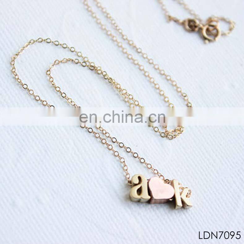 Valentine's Day gift love heart initial letter A-K pendant necklace
