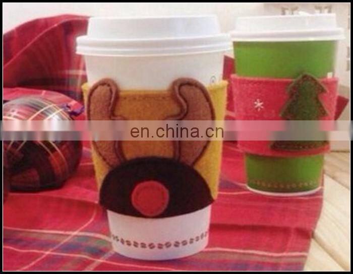 Foldable and each carry felt die cut hot coffee cup sleeve