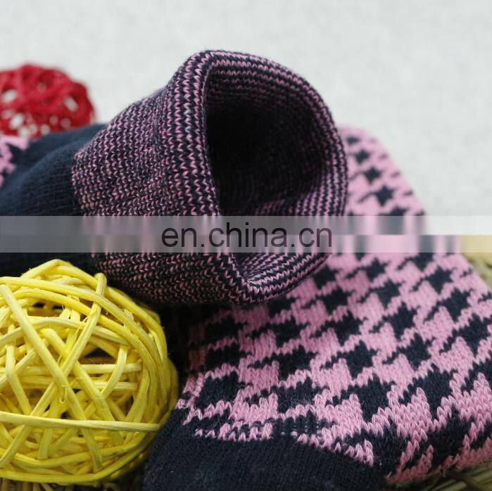 2016 Popular Houndstooth slim fit boot socks custom ladies long socks