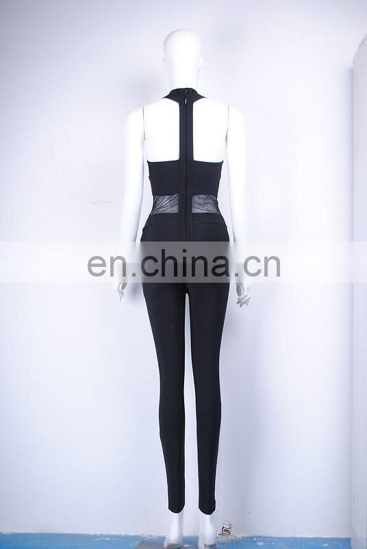 2016 Gauze sleeveless jumpsuit bare midriff jumpsuit backless jumpsuit