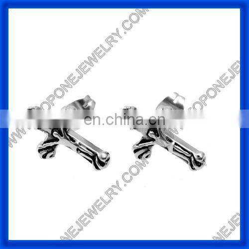 2014 popular stainless steel male a cross earring jewelry China manufacturer