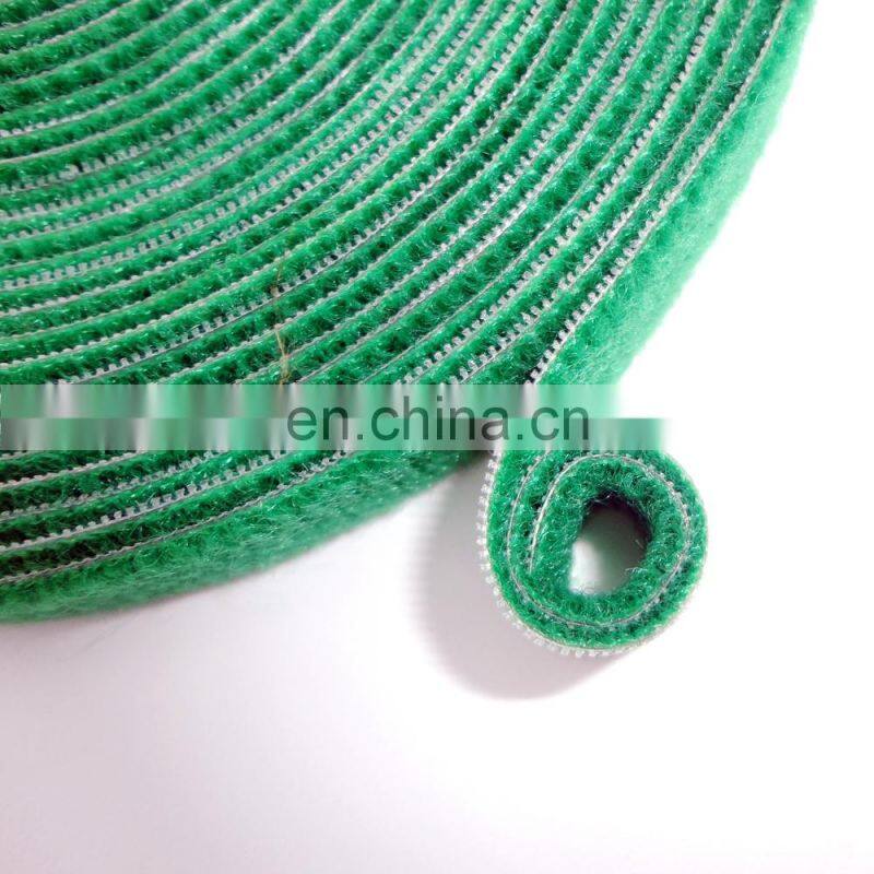 Green reusable plant ties loop and hook ties