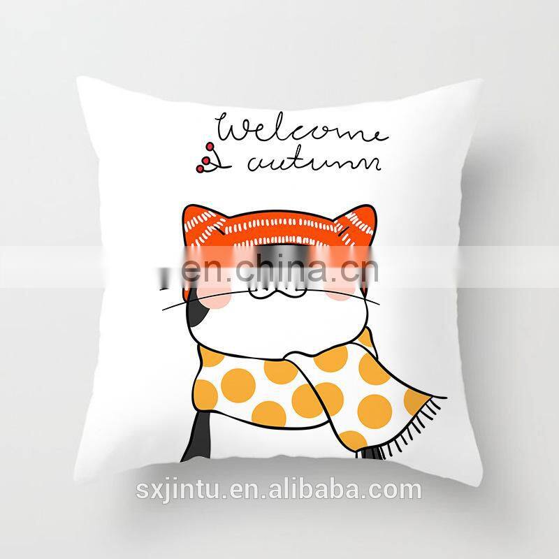 Custom cute Printed pillow Cartoon Animal Linen/Cottton Linen Pillow cover