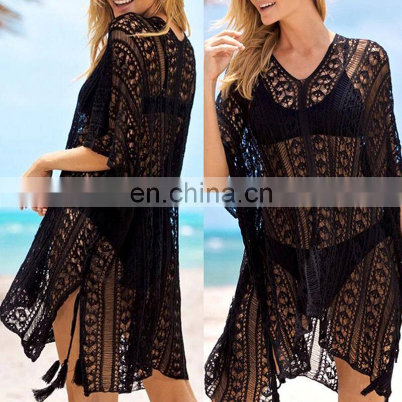 Plus size Sexy Beach Dress Cover-up Knit Bikini Cover up Pareo Tunic for Beach Sarong Pareos de Playa Mujer Swimsuit cover up