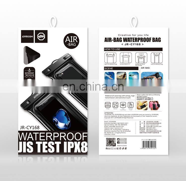 JOYROOM air bag IPX8 plastic waterproof case for iPhone X/8/8plus/7/7plus/6s/6/6s plus Samsung galaxy s8/s7 Google Pixel HTC10