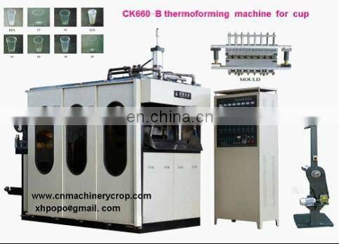 2016 HAS VIDEO CK660 Disposable plastic cup making machine Price for thermoforming Juice water Cup