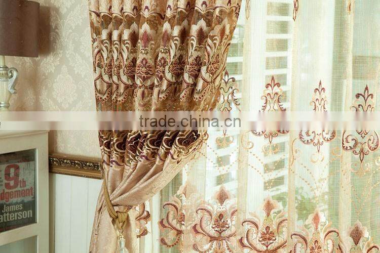 Beautiful 100% polyester jacquard linen outdoor balcony curtains