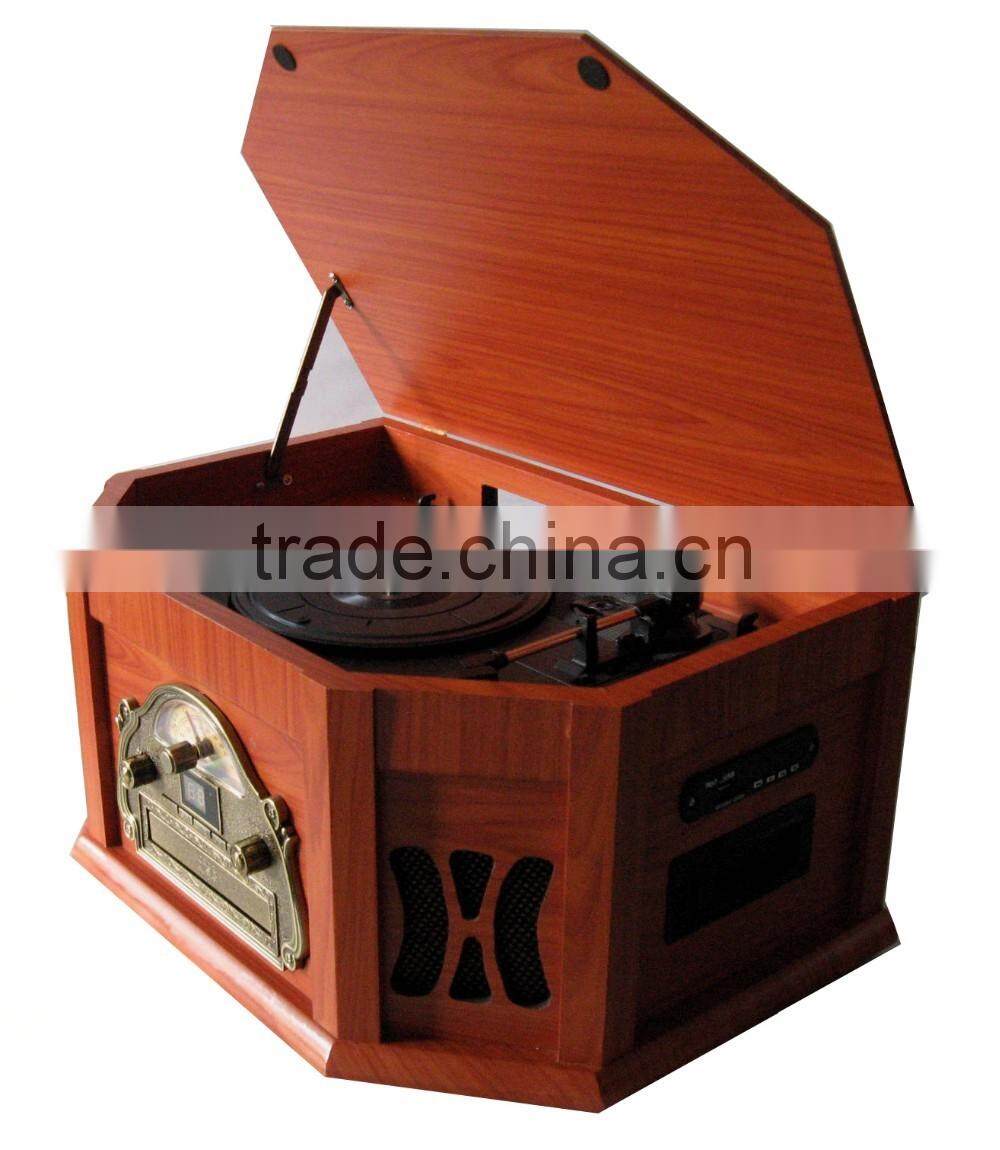 Gramophone cd/cassette player,multiple record player,bluetooth vinyl record player