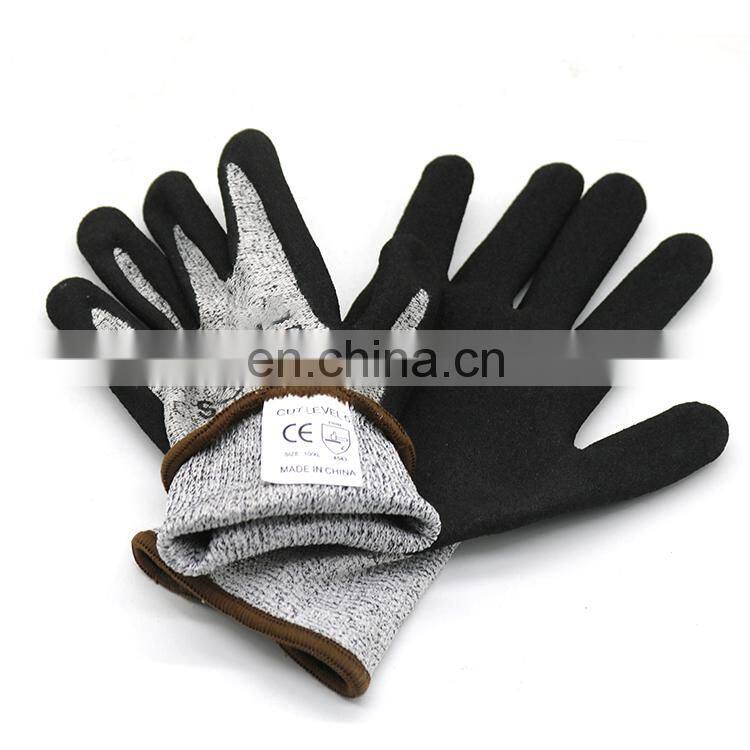 Anti Cut Level 5 HPPE Nitrile Sandy Anti Cut Gloves