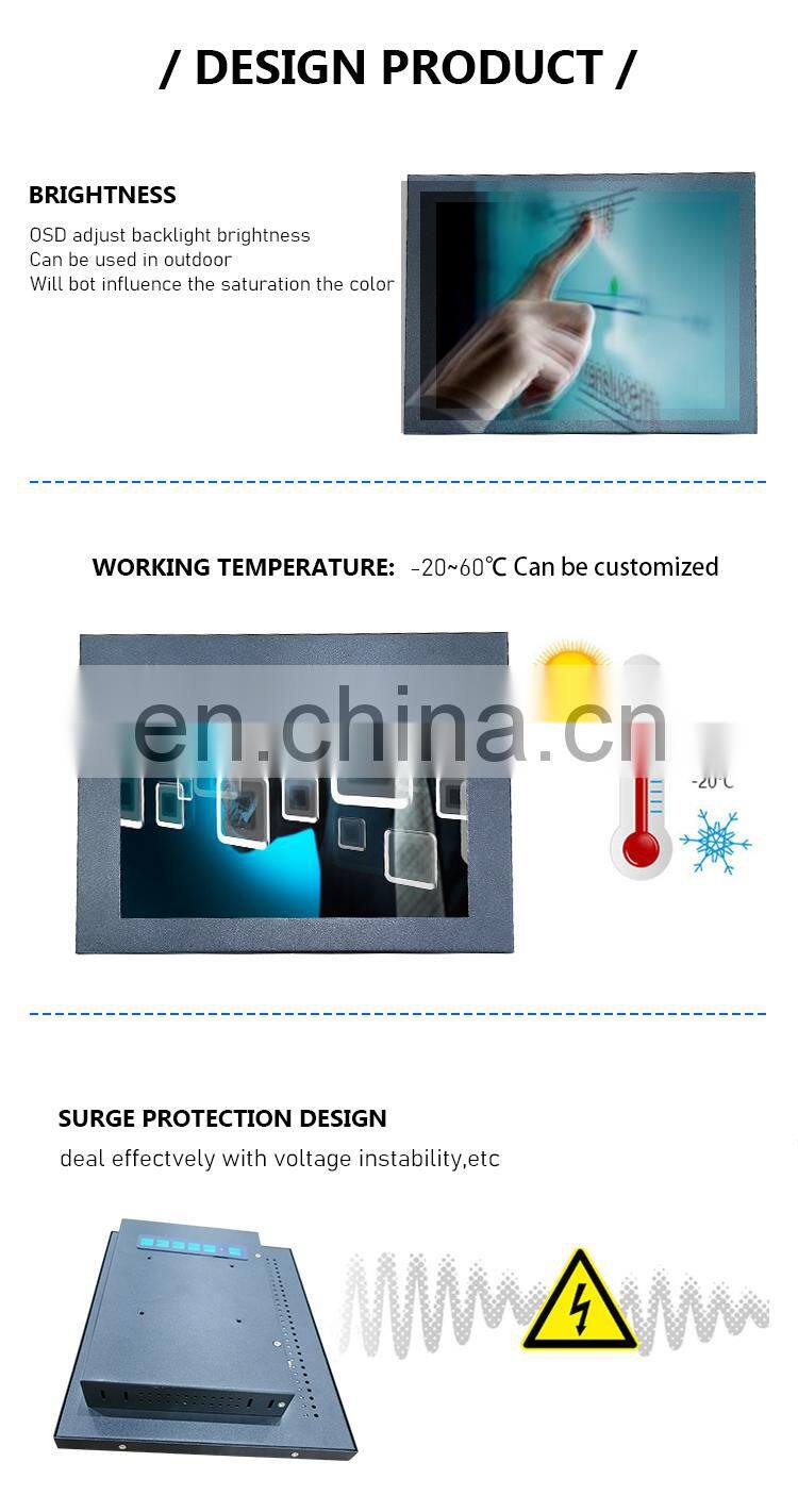 OEM industrial Metal Case Embedded 10.4inch Open Frame Monitor LCD Display VGA 75*75mm VESA
