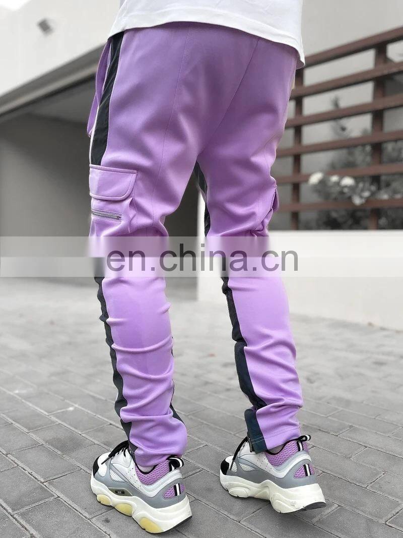 New foreign trade night running reflective strip men's casual pants men's trendy brand hip-hop reflective feet men's pants