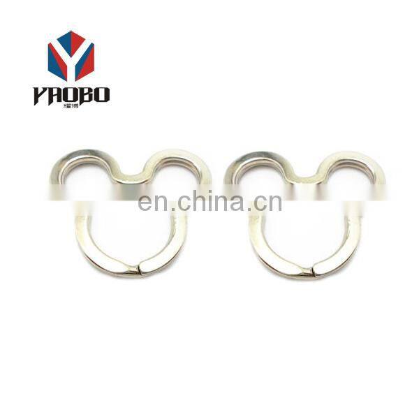 Unique Design Stainless Steel Flat Mickey Mouse Shape Split Key Ring Small Metal For Keychain
