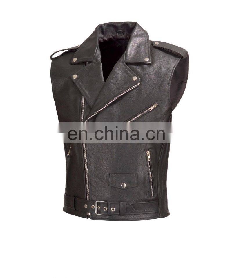 Genuine Leather Biker Motorcycle Vest, Motorbike Vest Made With 3 mm Thick Leather, Leather Motorbike Waistcoat