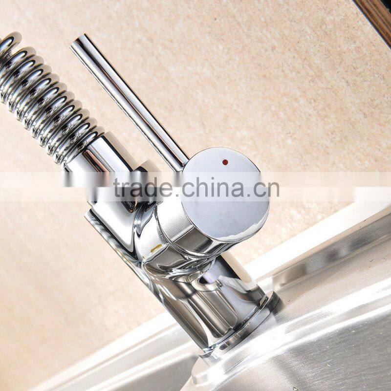 Good Build Quality Chrome Monobloc Kitchen Sink Mixer Tap Swivel & Spring Spout Pull Out Bar Taps