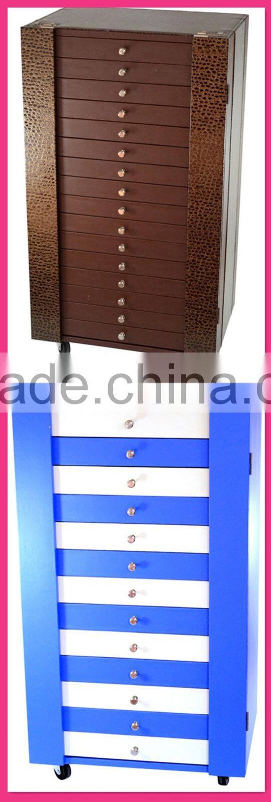 China Factory Large Space Sunglasses Display Cabinet With Drawer And Wheel