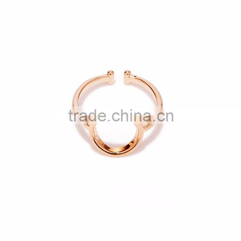Fashion Minimal Geometric O Shape Gold Silver Finger Rings Without Stones