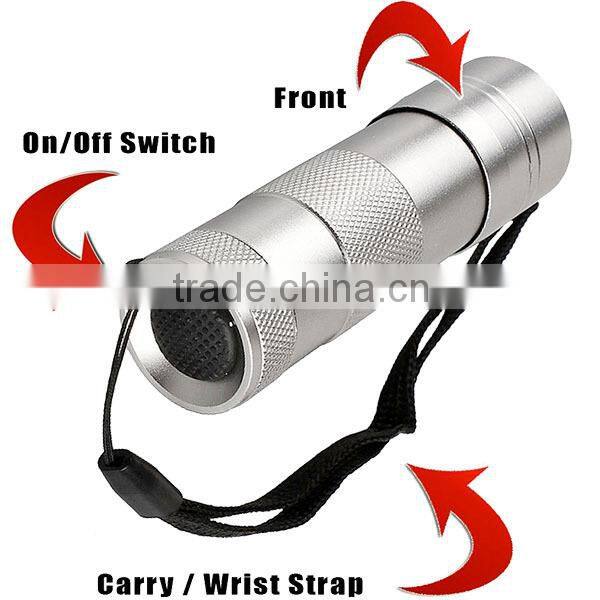 Hot sellers Aluminum 390~395nm pets UV Blacklight Flashlight