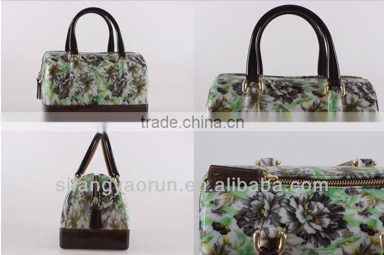 Latest fashion bag design/pvc handbags for women/beautiful flower handbag