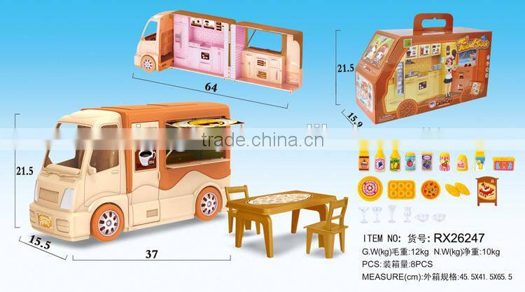 Children toy kitchen tool set breakfast cart mobile coffee cart