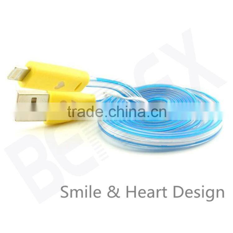 Android Universal Smile Flat Noodle Micro USB Dc Charging Cable