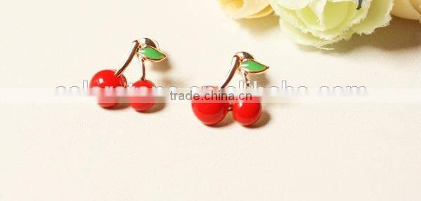 Red cherry earrings Agate Cherry Earrings Beaded Cherry Earrings