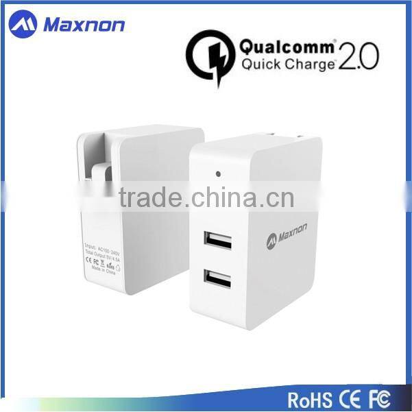 2016 qualcomm certified quick charge 2.0 wall charger 3 usb ports 5v 4.5a for mobile devices
