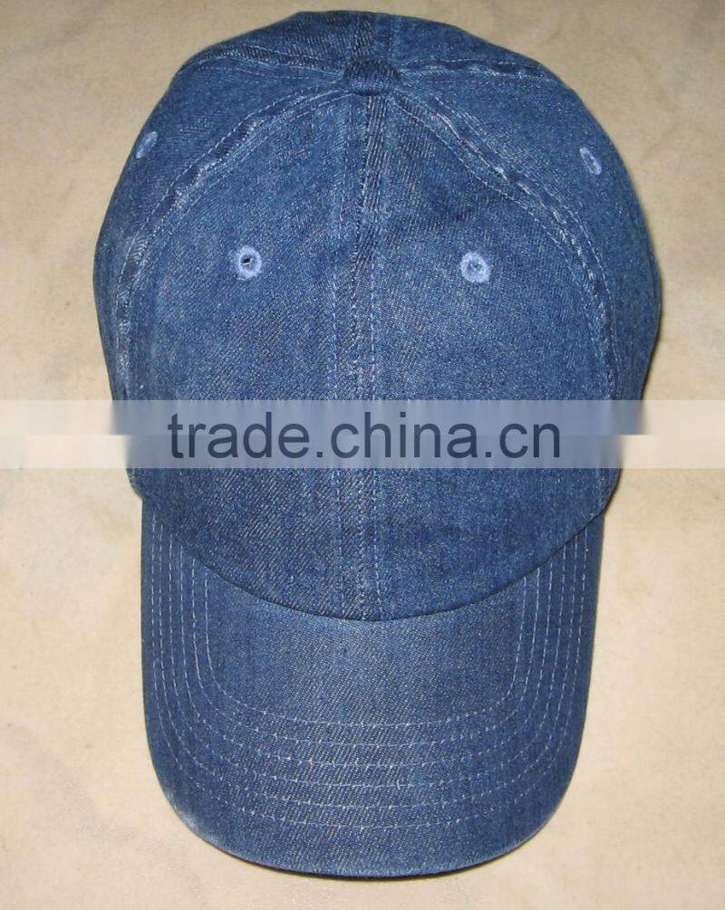 Custom plain brimless sport caps washed distressed denim baseball cap