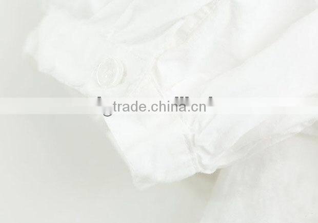 ladies cotton white shirt embroidery two layer collar short sleeve blouse