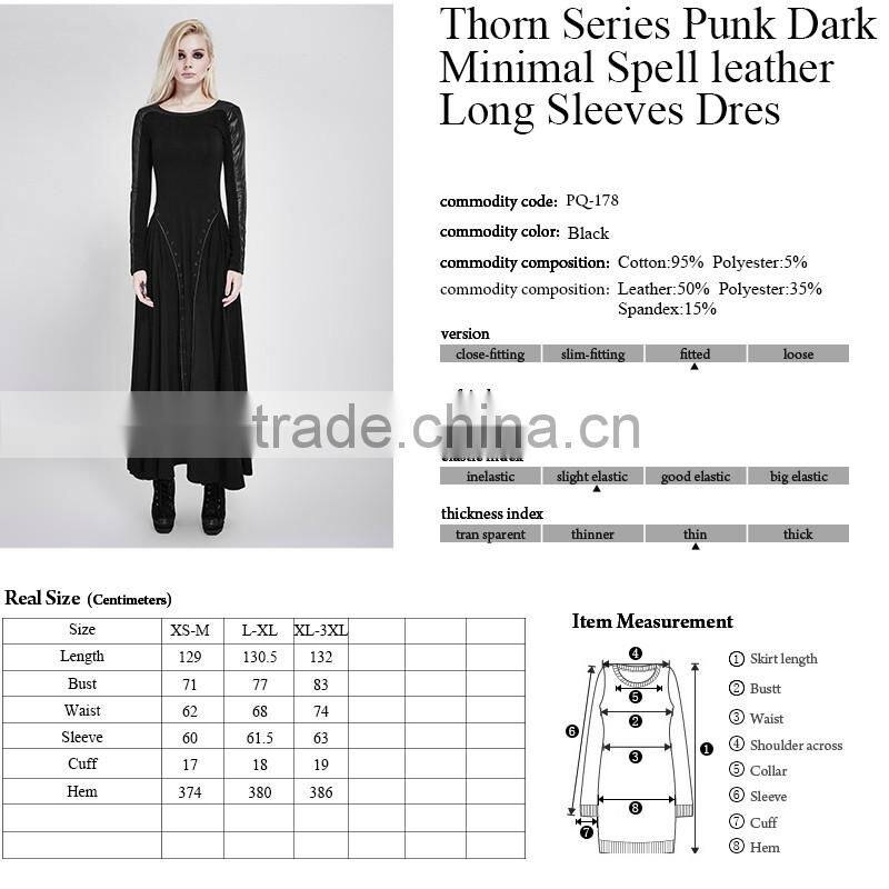 PQ-178 PUNK RAVE"Thorn" Series Punk Dark Minimal Spell PU Leather Dress With Dresseyelets Decoration