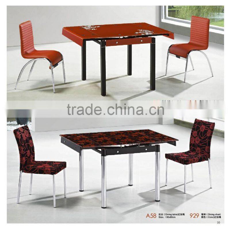 black simple glass dining table 6 chairs set factory sell directly YY3
