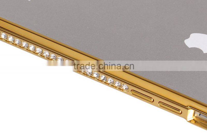 Luxury Metal Material Bumper with Bling Bling Diamond Edged Ex Frame 360 Protective Cell Phone Cases for Iphone6