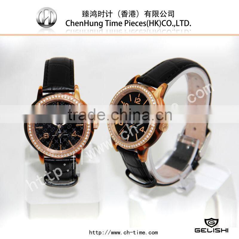 Vogue wholesale china watch genuine leather watch cattle hide watch stainless steel case japanese quartz movement factory