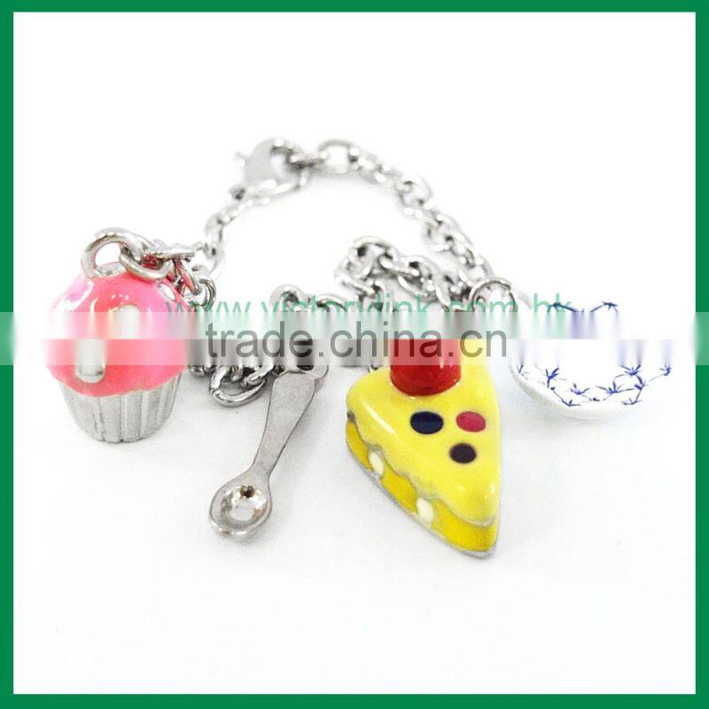 Cutie Cup Cake Zinc Alloy Charms Bracelet