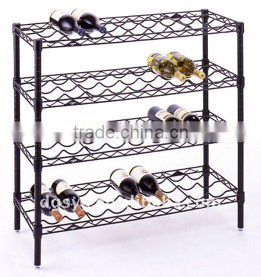 Chrome Wine Rack 8 Shelves stores and displays up to 72 wine bottles