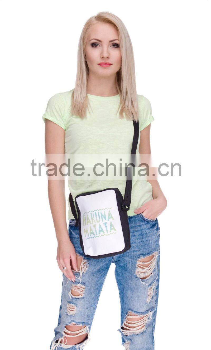 High Quality Full Printed Promotional Polyester Shoulder Bag for Ladies