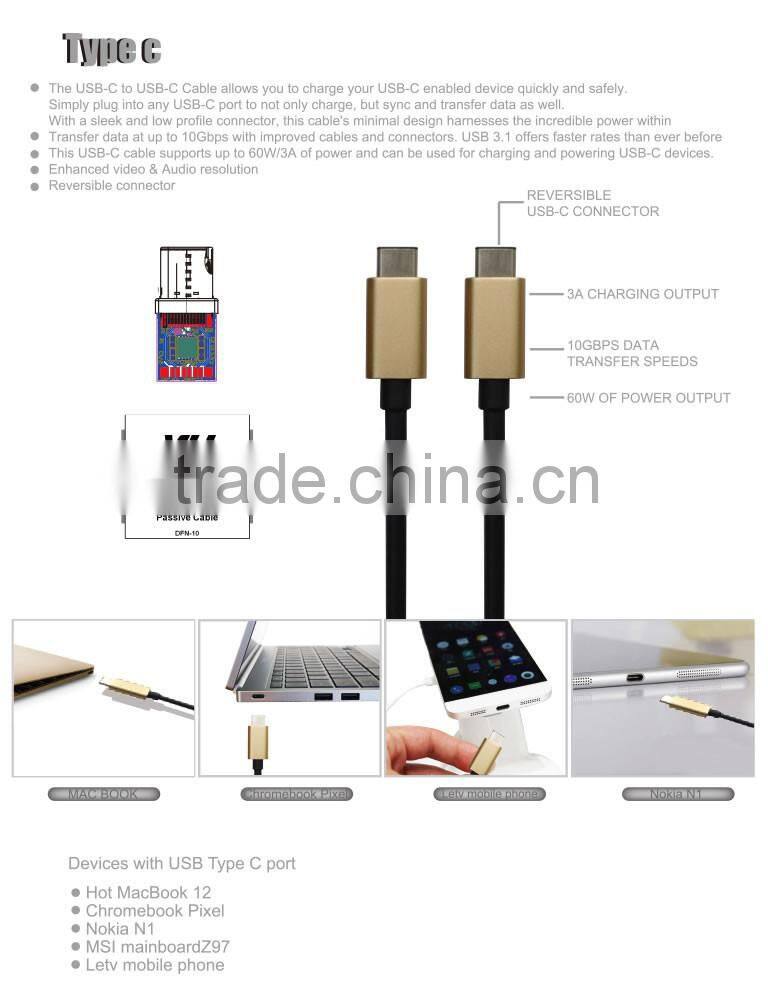 Cable USB-C 3.1 to USB-A Connector Audio Video USB A and C data cable