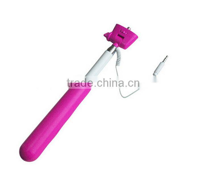 Extendable camera tripod monopod selfie stick with cable