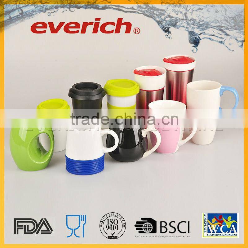 Wholesale hotsale beautiful ceramic travel mug silicone lid