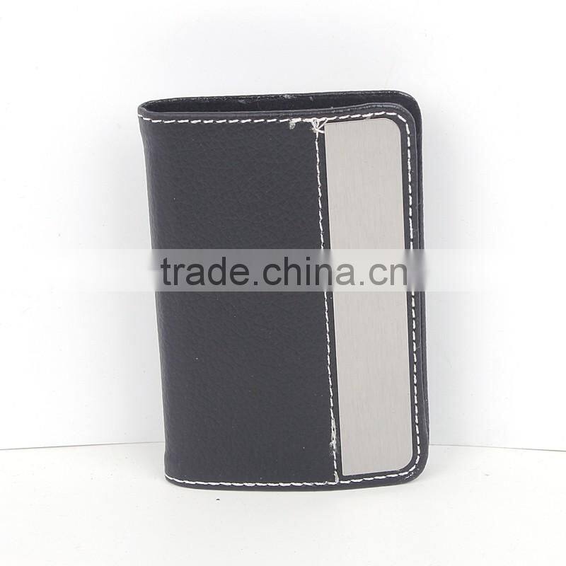 Leather pu with aluminum name card holder passport holder