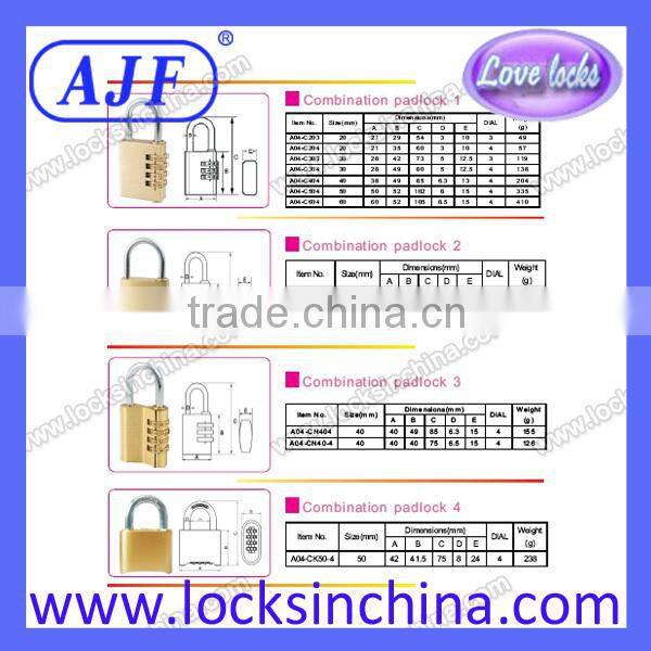 AJF 2015 Manufacturer Direct Wholesale security and safety gym locker combination padlock